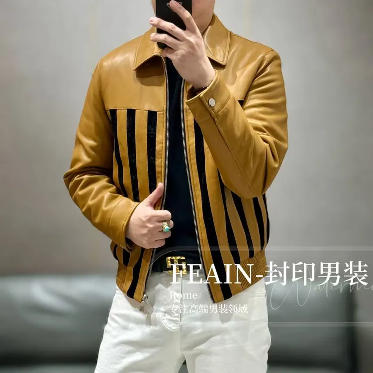 【雷迪凯奇】高端男士立体拼接工艺生态皮夹棉夹克K8137