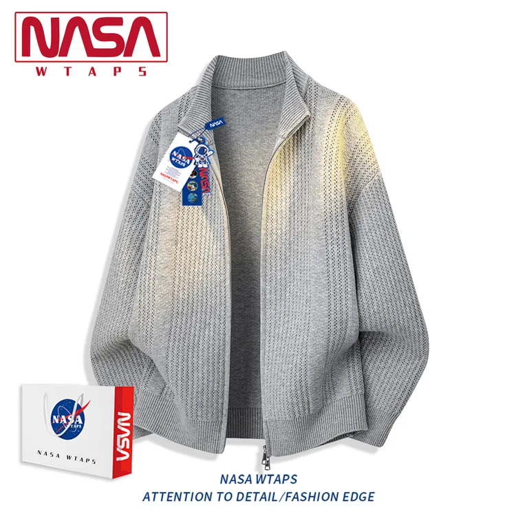 NASA WTAPS开衫毛衣男士秋季2025新款宽松毛线衣老钱风针织衫外套