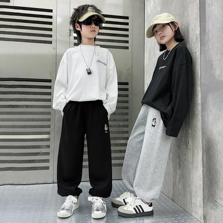 新款男童女童裤子春装爆款卫裤宽松运动裤中大童男童裤子儿童裤子