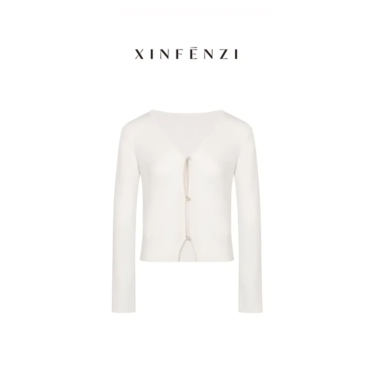 【清酒开衫】XINFENZI 醋酸真丝混纺纯欲针织短开衫 35869