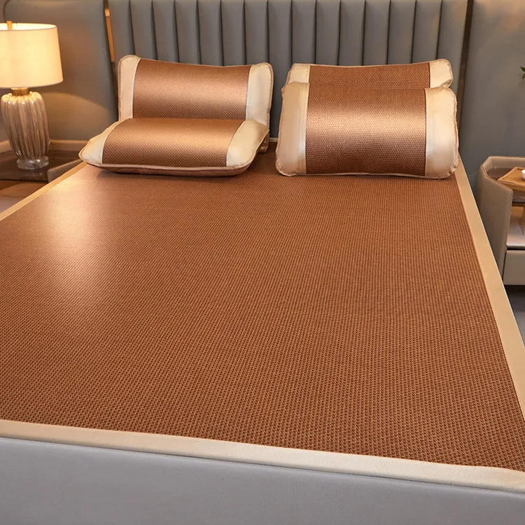 凉席三件套可折叠双人床夏季竹席藤席学生宿舍席子冰丝席