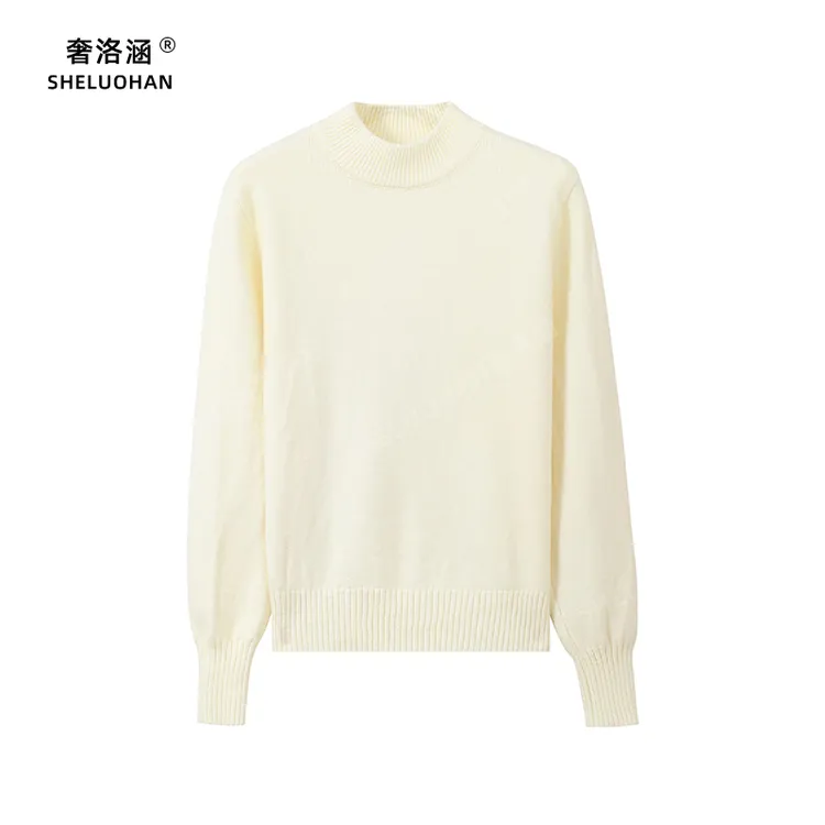 粗针加厚安迪绒打底衫毛衣女秋冬纯色宽松简约百搭套头圆领针织衫