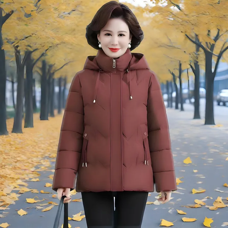 新款妈妈冬季时尚棉服女加厚保暖棉衣外套中老年宽松大码短款棉袄