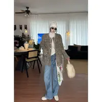 2025年羊毛小香风外套秋季上衣气质宽松百搭羽绒外套鸭绒上衣