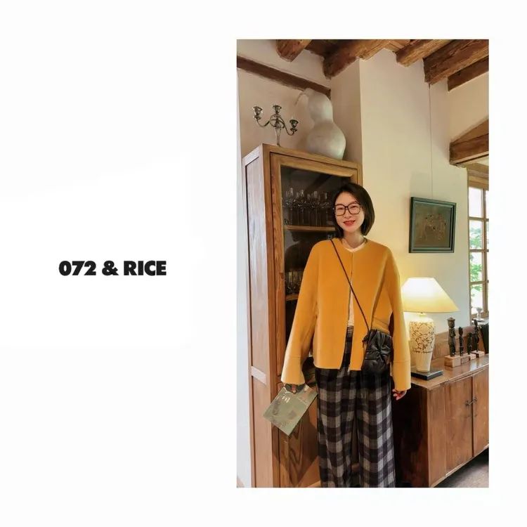 072 & RICE【贝贝羊】羊驼+羊毛 秋冬休闲圆领大衣外套 A-32AHY01