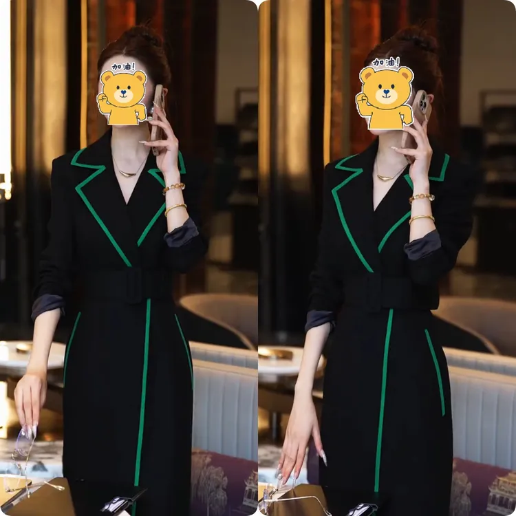2025秋季新款时尚修身显瘦款女气质网红洋气连衣裙百搭款G6511