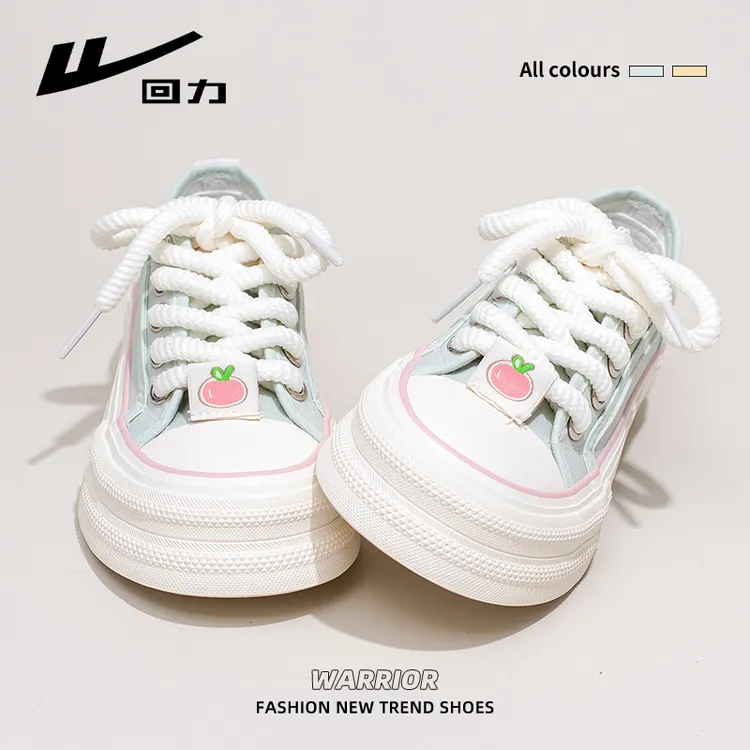 回力浅青色厚底帆布鞋2025秋季爆款舒适新款百搭增高休闲鞋子女款