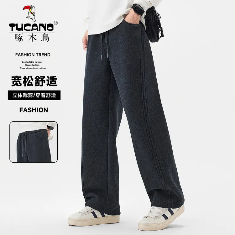 TUCANO/啄木鸟士冬季加绒加厚弯刀休闲裤抽绳时尚百搭弯刀休闲裤
