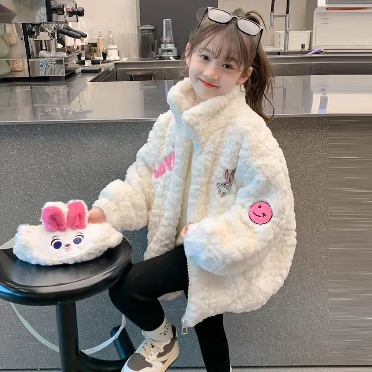 FAVMARTHA女孩秋冬服装2025新款儿童羊毛衫冬季羊毛衬里加厚