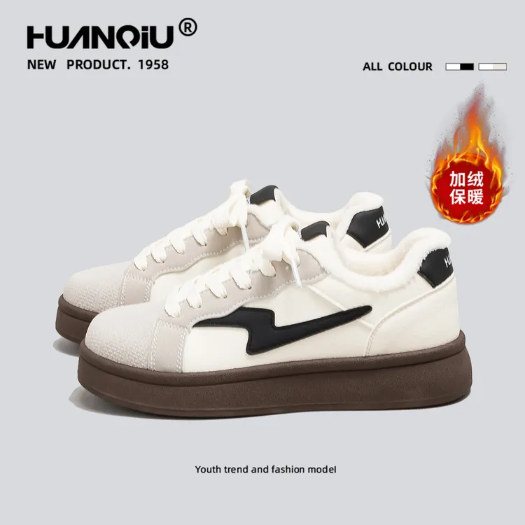环球经典闪电加绒加厚小白鞋女2025冬爆款新款百搭棉鞋M-HC-2580S