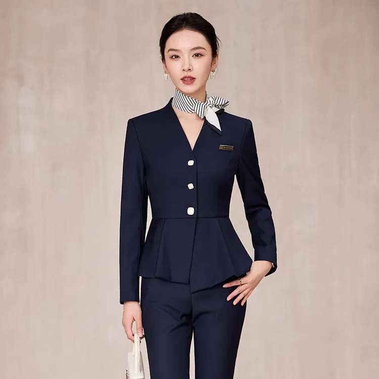 职业套装女长袖西装套裤酒店经理前台工装销售珠宝店美容院工作服