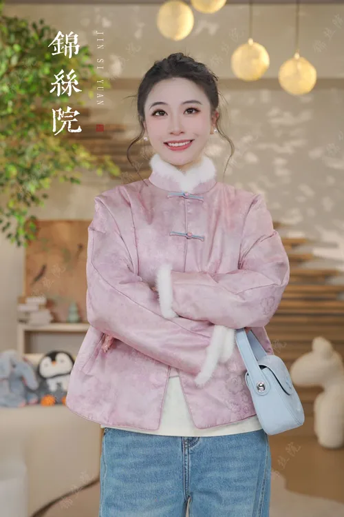 锦丝院【洛神】90白鹅绒真丝桑蚕丝新中式国风双面穿轻奢保暖羽绒服