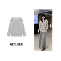 一抹杏调丨25年早秋新品绵羊毛+桑蚕丝条纹圆领毛边套头衫23396