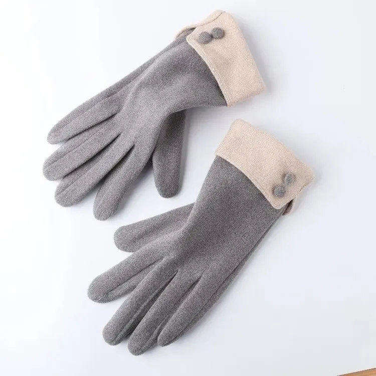 2025新款冬季可触屏手套女加绒加厚简约保暖防寒骑行女士德绒手套