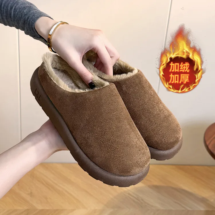 牛皮小土豆勃肯鞋软底加绒保暖雪地靴加厚百搭休闲增高软底软面