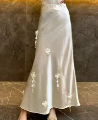 九月   小花朵半身裙   新款新中式显瘦高腰百搭鱼尾裙裙长90