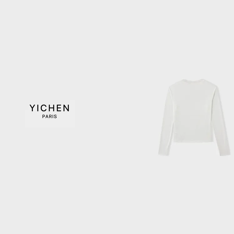 YC 珍珠白 ce 精致小花边修身显瘦打底衫-3571