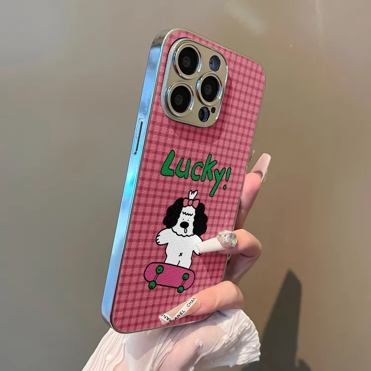 适用于苹果16promax手机壳滑板辫子狗小羊皮iphone12/13套xs防摔
