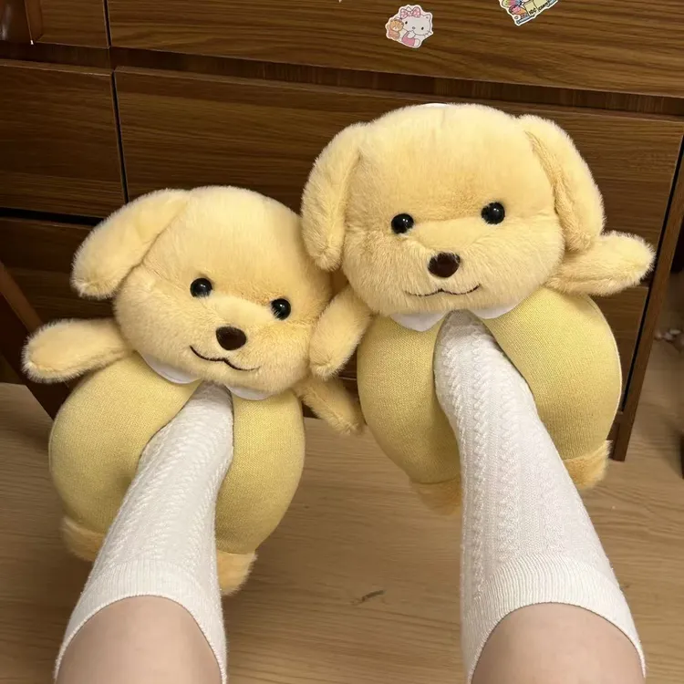 【曲奇】可爱贵宾犬小鼻嘎毛绒包跟棉拖鞋居家保暖玩偶风棉鞋