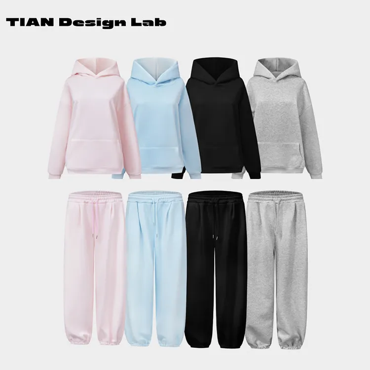 Tian design lab新款基础秋冬季连帽卫衣女加绒外套宽松休闲套装