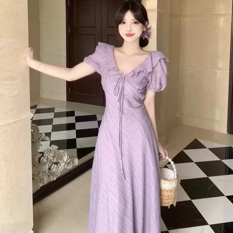 高级感气质御姐风连衣裙女2025年夏季新款度假风收腰显瘦长裙