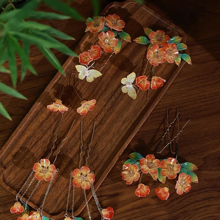 【红藤杖】|凌霄花|热缩U钗流苏华丽汉服配饰国风发饰日常超仙发夹