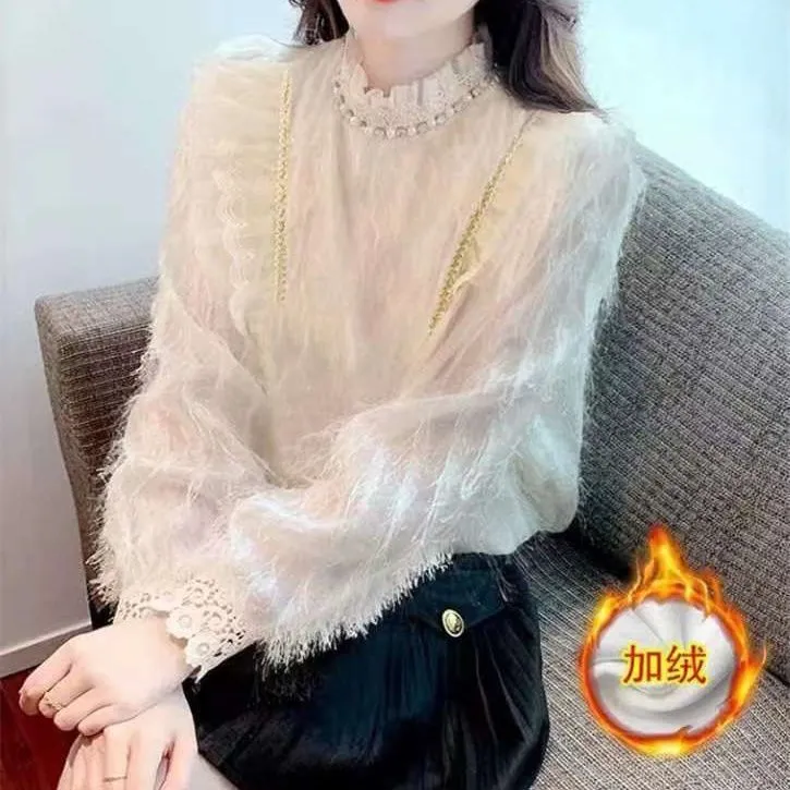 2025秋冬新款衬衫女时尚百搭打底衫洋气内搭小衫显瘦气质减龄上衣