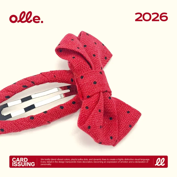 Olle.bb夹千金风原创设计少女风女发饰边夹红色可爱发夹