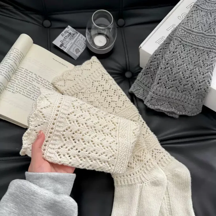 LAPHE-镂空渔网羊毛堆堆小腿袜显瘦加长针织袜套中筒袜甜美百搭