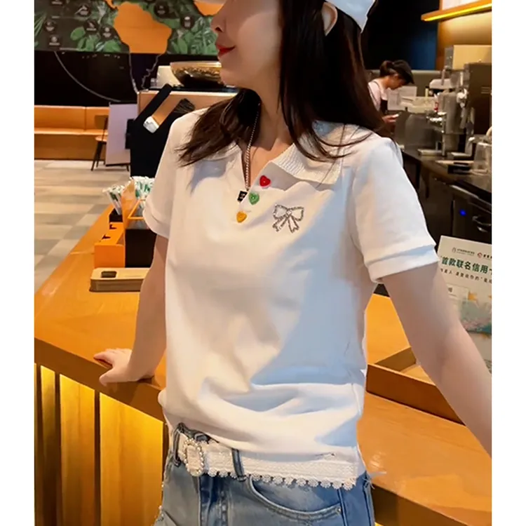 高含棉小个子休闲百搭短袖t恤女2025夏季新款慵懒风修身显瘦上衣