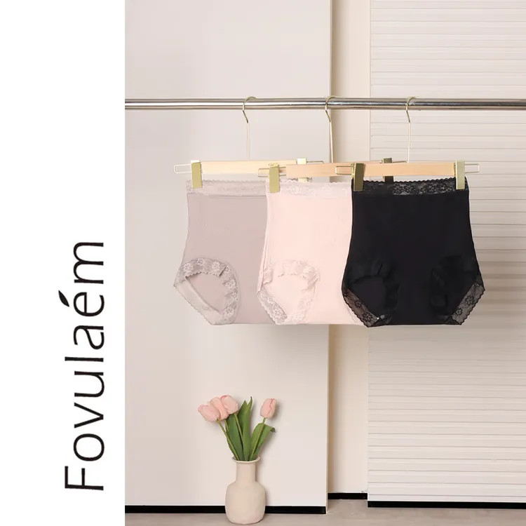 枫竺高端女装阿楠anan 纯色蕾丝高腰收腹透气舒适内裤女实穿