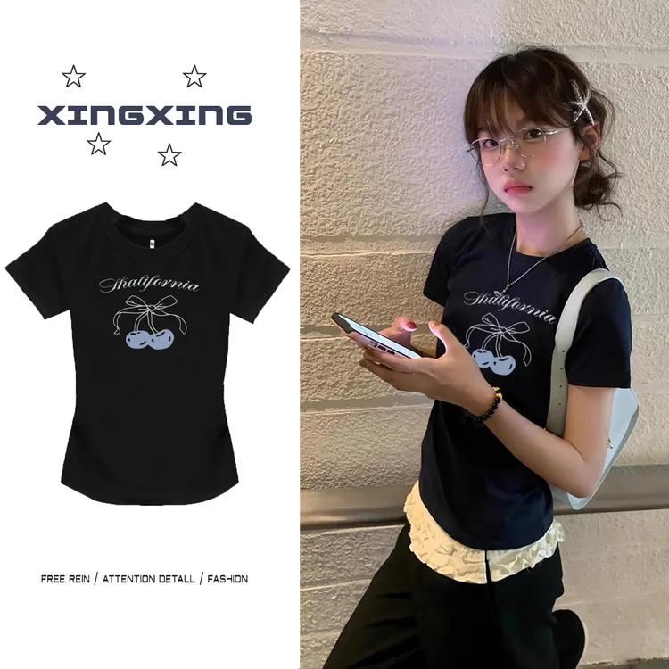 正肩修身短袖t恤女韩版气质显瘦遮肉百搭夏季百搭休闲学生上衣潮