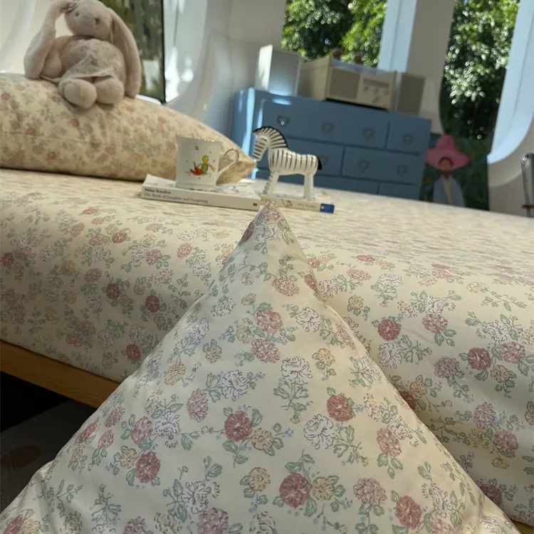 易安阁田园少女心碎花小花园纯棉床笠床单单件保护套宿舍床罩1.35