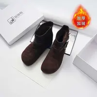 金雀绫【暖遇】皮带扣圆头加绒内增高勃肯短靴SZAK4XAM0936