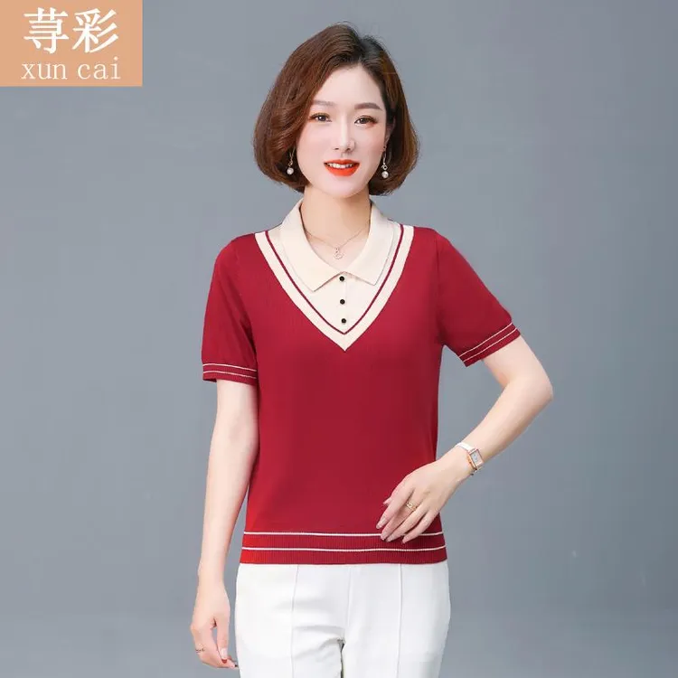夏装中年妈妈短袖上衣2025新款中老年阔太太高档莱赛尔天丝T恤衫