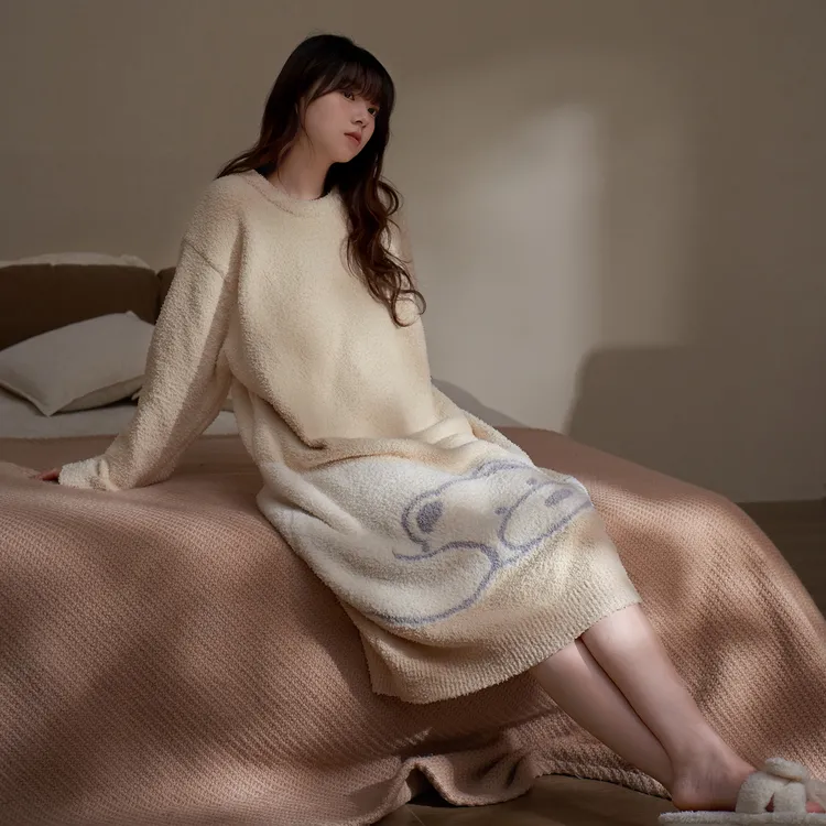 马克公主奶呼呼睡裙女秋冬可爱噗趴小熊软绵绵睡衣冬天加厚家居服