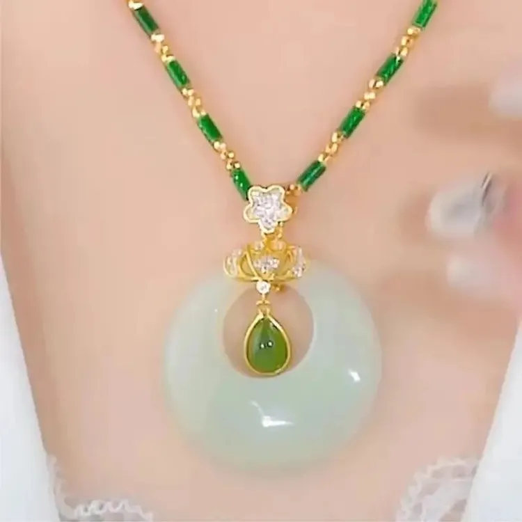 合金项链 2026新款L2平安扣 水滴形高贵高档气质妈妈款爆款项链商品图