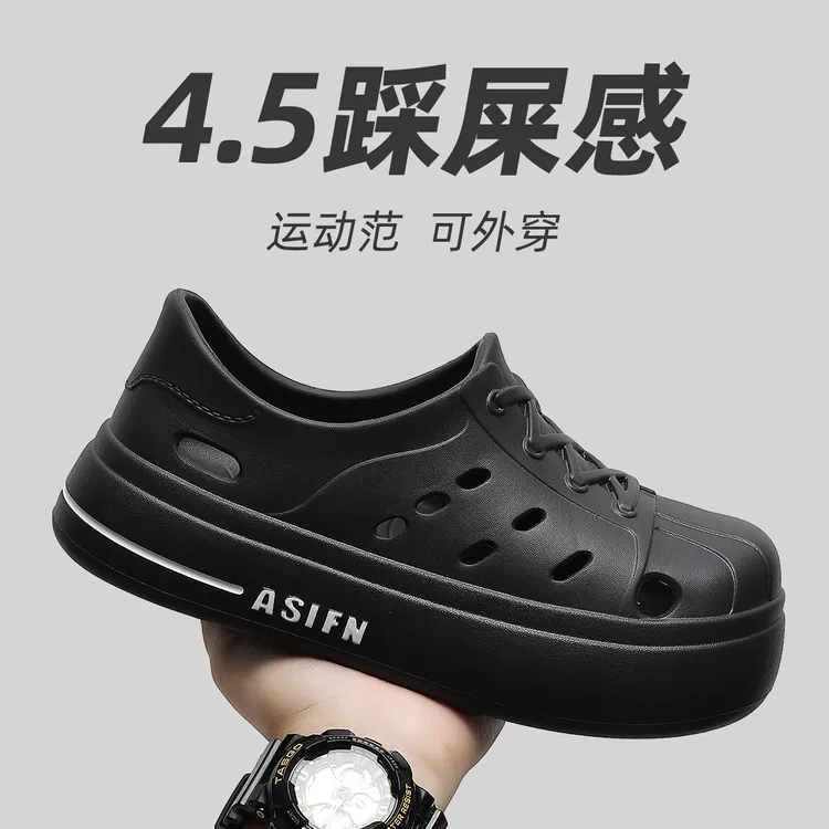 外穿运动洞洞鞋女士夏季2025新款透气潮流防臭防滑百搭厚底凉拖女