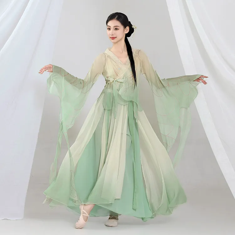 古典舞练功服渐变身韵纱衣舞蹈服中国舞飘逸演出舞蹈服女仙气古风