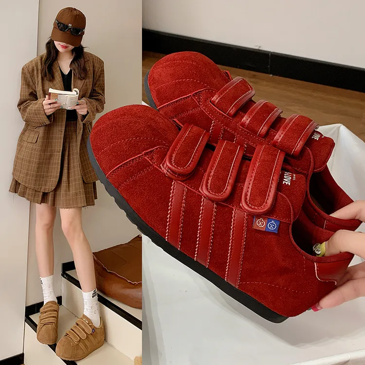 卡皮巴拉大头德训鞋女鞋子2025秋季新款百搭休闲丑萌鞋魔术贴板鞋