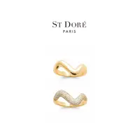 St Dore/朵蕊 铜合金合成锆石戒指 光面流线戒指锆石流线戒指