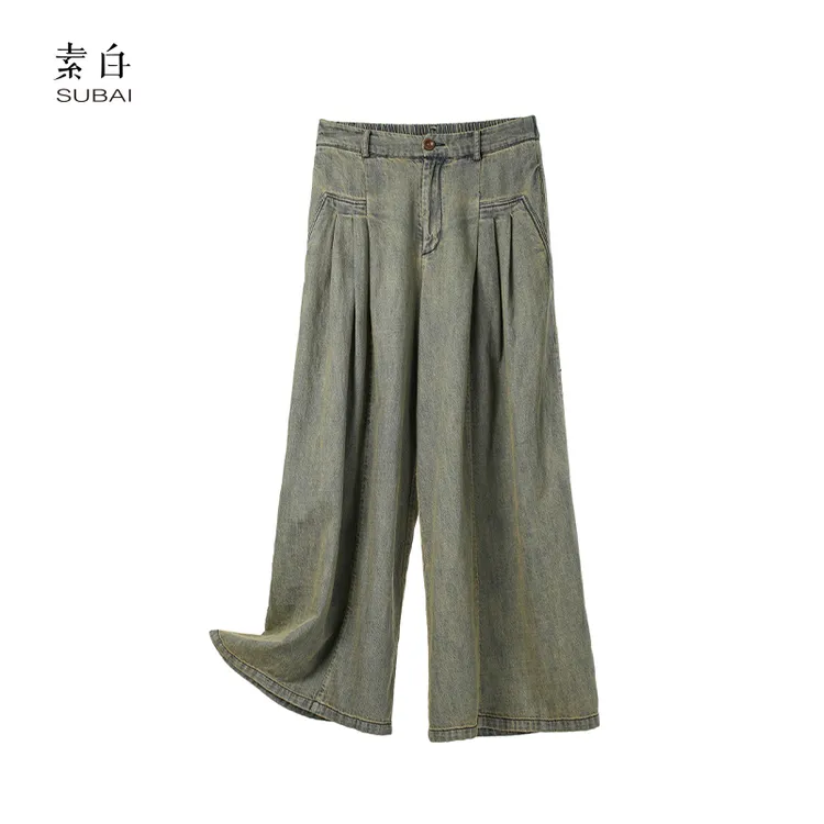 素白高级感【秋意浓】K01618 做旧通勤百搭时尚潮流牛仔裤