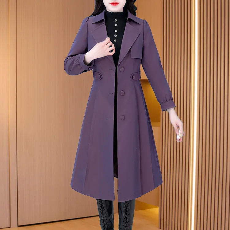 拉夏贝尔杭州意法风衣外套女款2025新款春秋今年流行贵夫人中长款