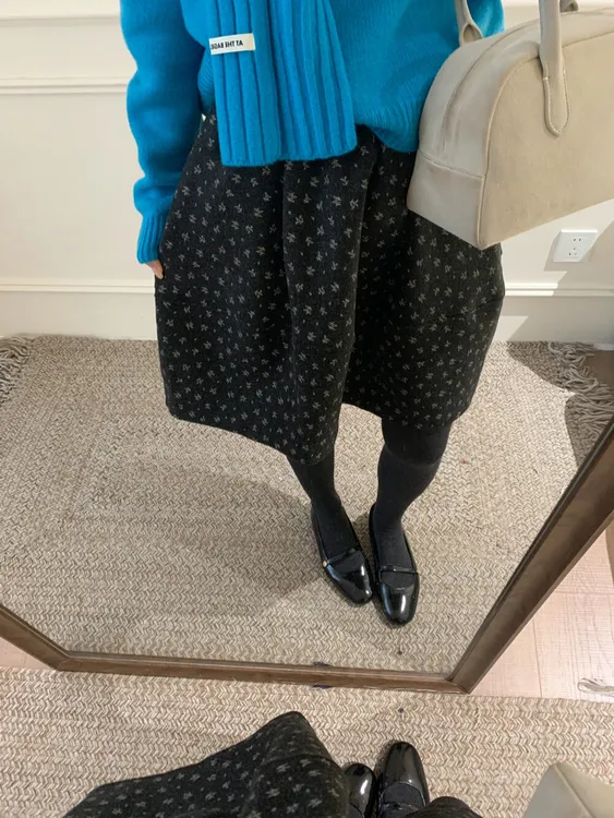 2025年冬季新款韩版宽松高腰通勤风减龄显瘦百搭毛呢碎花半身裙女