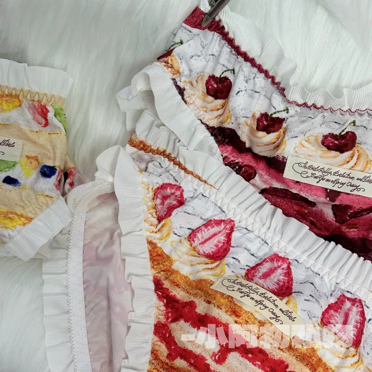 [小阿初私物]可爱甜美小蛋糕奶油花边印花包臀舒适少女三角内裤