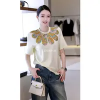 53-【花瓣~T】宝儿家含幂BL135525412XQ早春蝴蝶花瓣云肩领T恤上衣