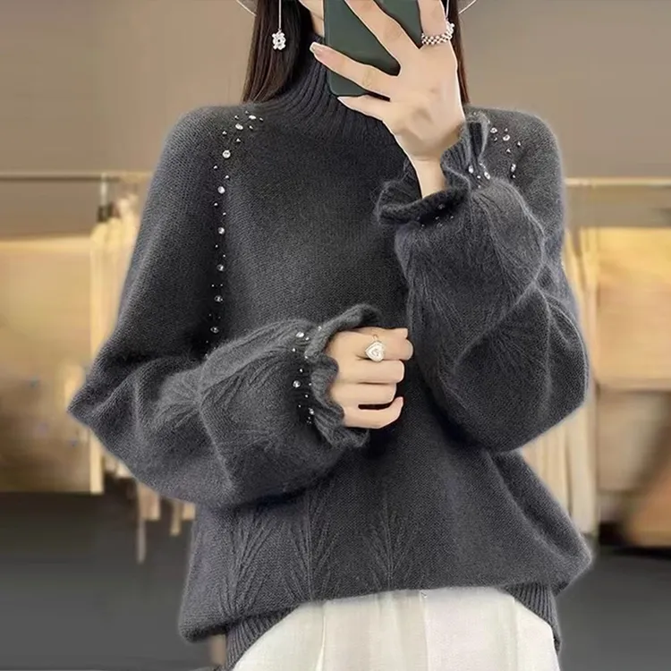 100纯羊绒衫女士秋冬新款半高领百搭洋气针织加厚羊毛打底衫毛衣