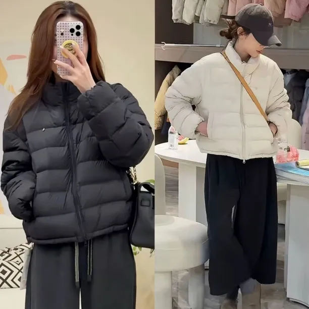 韩系短款立领排骨羽绒服女装2025年冬季时尚超好看保暖面包服上衣
