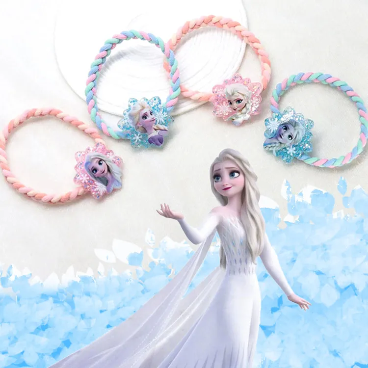 艾莎公主麻花头绳糖果色拼色百搭女孩橡皮筋6-12岁潮款女孩发绳