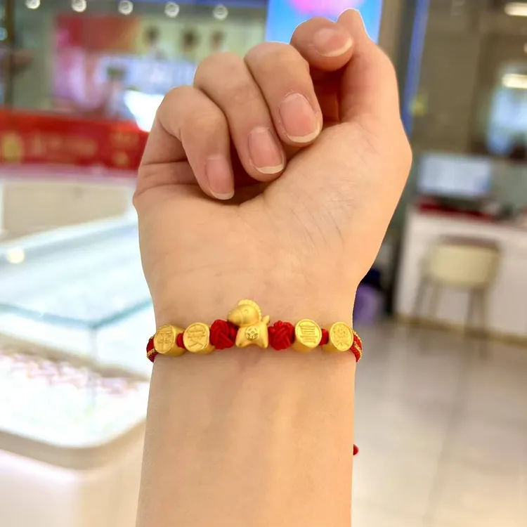 Chow Tai Seng/周大生足金小马手编马来运转本命时尚情侣送礼物